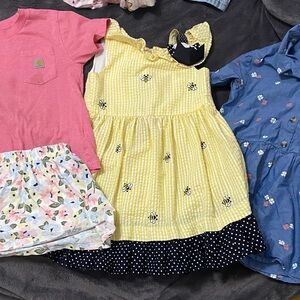 Multiples Yellow Bee-Print Sundress with Navy Polka Dot Trim bundle size 4